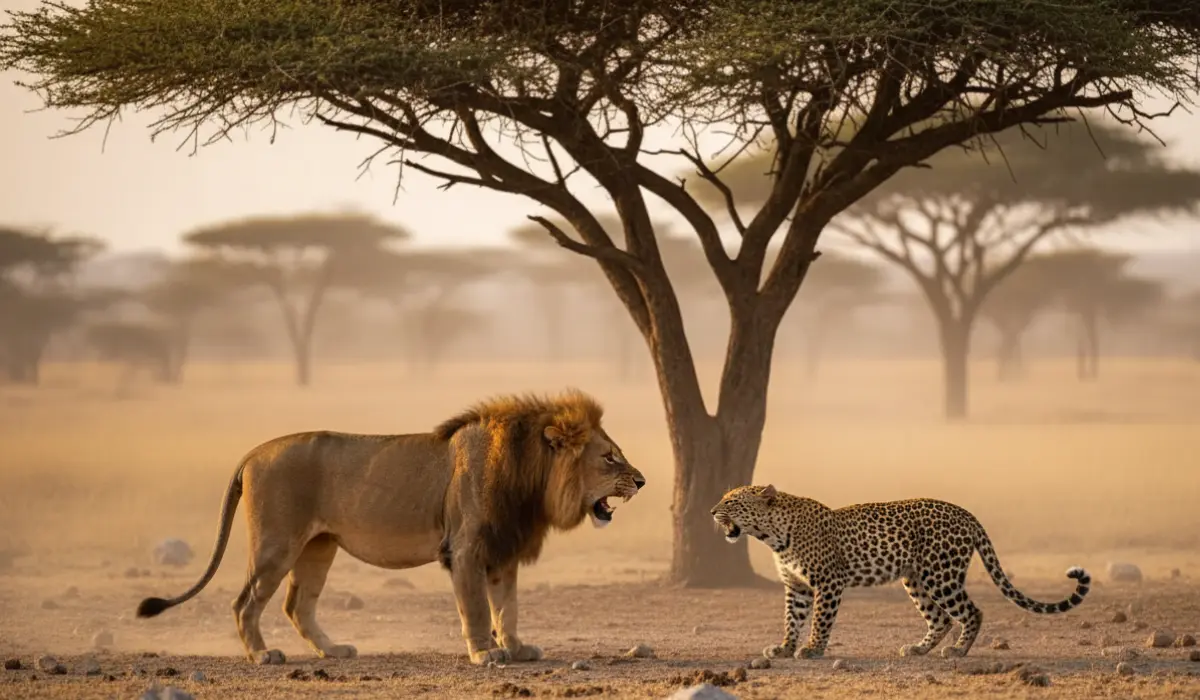 Leopard Vs Lion Face off