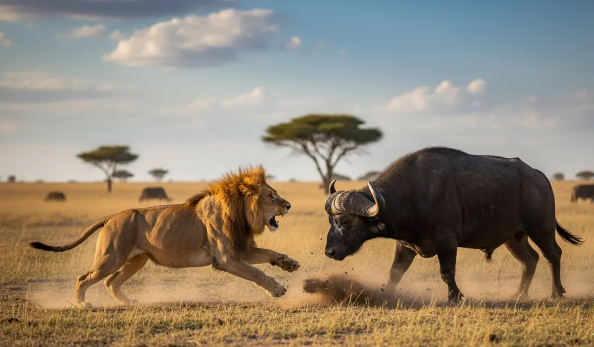 lion vs buffalo